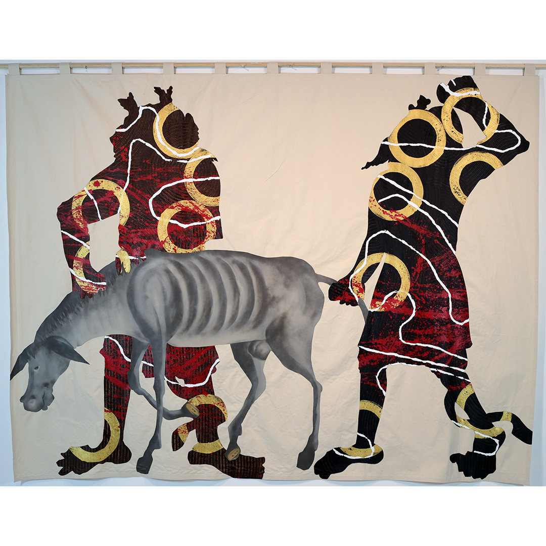 DEMONS TAKE A SICK DONKEY
İKİ DEMON HASTA BIR EŞEĞİ GÖTÜRÜYOR
2019
270CM x 354CM
ACRYLIC ON CANVAS
